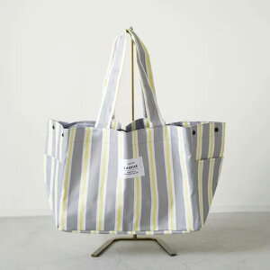 LAURIER (���[���G) | SHOPPING COOLER BAG (stripe gray/stripe green) ���W�J�S�T�C�Y | �V���b�s���O�o�b�O �ۗ� �ۉ� ��e��