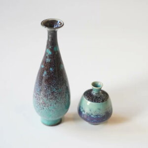 BERNDT FRIBERG (xgEt[x) | set of miniture vases, turquoiuse, blue and dark purple | kBe[W