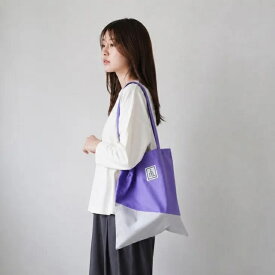 ANORAK CLUB | Bicolor TOTE BAG (lavender x gray) | トートバッグ ショルダーバッグ 2WAY バイカラー レディース メンズ 斜め掛け 肩掛け コットン 軽量 ラベンダー グレー