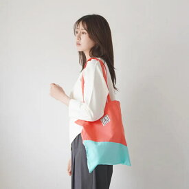 ANORAK CLUB | Bicolor TOTE BAG (coral x mint) | トートバッグ ショルダーバッグ 2WAY バイカラー レディース メンズ 斜め掛け 肩掛け コットン 軽量 コーラル ミント