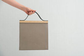 【再入荷】yuruku (ユルク) | Clap Wood Square Hand Bag L (gray) | ハンドバッグ 国産 上質レザー