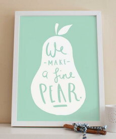 【SALE セール】OLD ENGLISH CO. | PEAR PRINT (WHITE/DUCK EGG BACKGROUND) | A3 アートプリント/ポスター