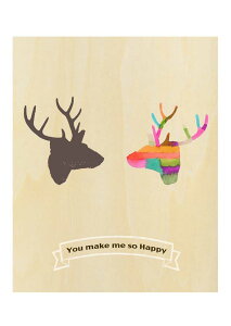 LOUISE ART STUDIO | YOU MAKE ME SO HAPPY (portrait/wood) | DECOR ANIMAL ART | A3 �|�X�^�[/�A�[�g�v�����g