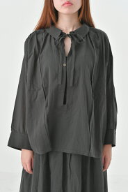 【SALE セール】the last flower of the afternoon | 真冬の雨 smock blouse (charcoal) | ブラウス【送料無料 ザラストフラワーオブジアフタヌーン】