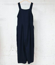 【SALE セール】WHYTO. | ワイドシルエットオールインワン (navy) ホワイト 無地 ネイビー レディース シンプル おしゃれ きれいめ ゆったり リラックス ナチュラル服 カジュアル 30代 40代 50代