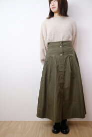 【SALE セール】Riche glamour | ピーチバックリボン釦スカート (khaki) | スカート