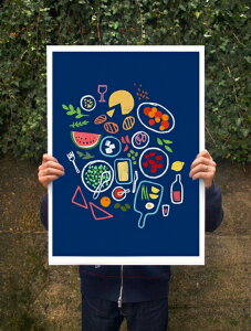 ANEK | Picnic is a state of mind (blue) Art Poster | A[gvg/|X^[ (50x70cm)yk JtF Xg CeA z