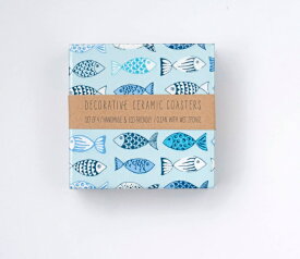 楽天市場 メール便送料無料 Tilissimo Blue Fish Ceramic Tile Coaster セラミックコースター 2枚セット 北欧 テキスタイル シンプル おしゃれ 北欧雑貨と音楽 Hafen ハーフェン