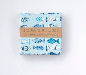 y[֑zTILISSIMO | BLUE FISH - CERAMIC TILE COASTER | Z~bNR[X^[ 2Zbgyk eLX^C Vv z