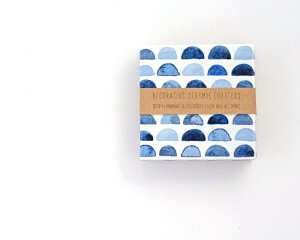 TILISSIMO | BLUE HALF CIRCLES - CERAMIC TILE COASTER | Z~bNR[X^[ 4Zbgyk eLX^C Vv z