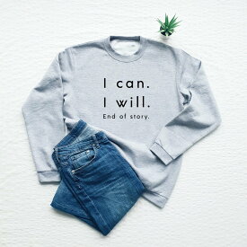 【SALE セール】Vim Tees | I can I will sweatshirt (heather gray) | スウェット (M/Lサイズ)【タイポグラフィ ミニマリスト 裏起毛】