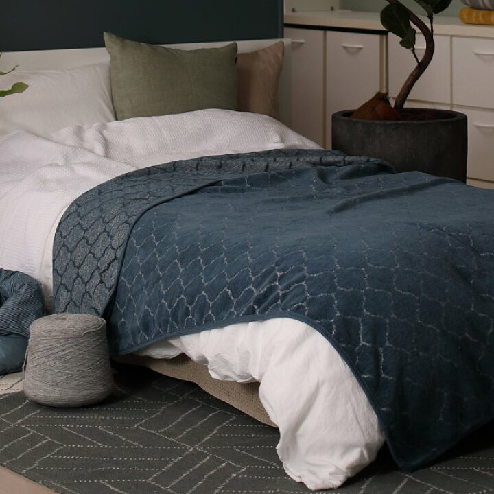 KLIPPAN (クリッパン) | ヨーディス (ブルー) | シュニールコットン シングルブランケット (140x180cm)【北欧 オーガニック 天然素材 リビング】 | 北欧雑貨と音楽 HAFEN ハーフェン