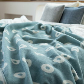 【SALE セール】KLIPPAN (クリッパン) | リングス (ブルー) | ウール シングルブランケット (130x180cm)【北欧 オーガニック 天然素材 リビング】