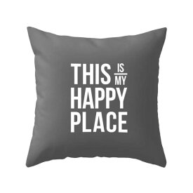 LATTE HOME | THIS IS MY HAPPY PLACE GREY CUSHION COVER | クッションカバー【メール便送料無料 グレー モノトーン リビング】