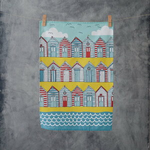JESSICA HOGARTH | BEACH HUTS TEA TOWEL | eB[^Iy[֑ k Vv  Lb` ^Iz