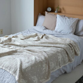 KLIPPAN (クリッパン) | birds in the snow (ナチュラル) | リネン＆シュニールコットン シングルブランケット (140x180cm) インテリア 【北欧 天然素材 リビング】 おすすめ おしゃれ かっこいい 人気 雑貨 北欧 かわいい北欧 送料無料