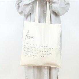 【SALE セール】EVER AFTER BLESSINGS | LOVE NEVER FAILS TOTE BAG (black and white) | トートバッグ/ショッピングバッグ【メール便送料無料 お買い物バッグ エコバッグ シンプル】