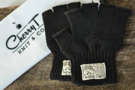 【SALE セール】CHERRYT KNIT & CO. | KNITTED FINGERLESS GLOVES (black) | レディース手袋