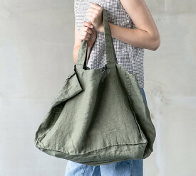 not PERFECT LINEN | LARGE LINEN TOTE BAG (forest green) | トートバッグ【リネン 麻 ナチュラル リトアニア 北欧 東欧 シンプル おしゃれ メール便送料無料】