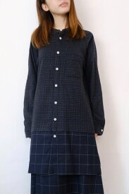 【SALE セール】Hiroyuki Watanabe | オンクルパジャマシャツ (navy) | トップス【大人 シンプル カジュアル チェック】