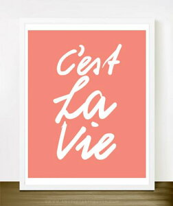 �ySALE �Z�[���zTHE LOVE SHOP | CEST LA VIE (Coral and White) | A4 �A�[�g�v�����g/�|�X�^�[�y���[���֑������� �k�� �V���v�� ������� �C���e���A�z