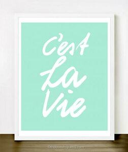 �ySALE �Z�[���z�y���[���֑��������zTHE LOVE SHOP | CEST LA VIE (Fresh Mint Green and White) | A4 �A�[�g�v�����g/�|�X�^�[