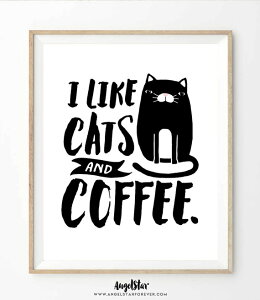 �ySALE �Z�[���zTHE LOVE SHOP | I LIKE CATS AND COFFEE | A3 �A�[�g�v�����g/�|�X�^�[�y�k�� �V���v�� ������� �C���e���A�z