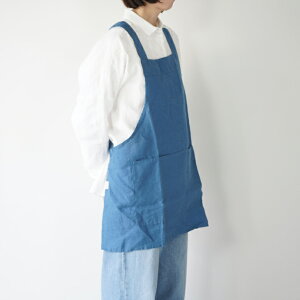 not PERFECT LINEN | SHORT SQUARE CROSS LINEN APRON (indigo) | Gv l  i` gAjA k  Vv 