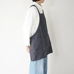 not PERFECT LINEN | SHORT SQUARE CROSS LINEN APRON (charcoal blue) | Gv l  i` gAjA k  Vv  `R[u[ n