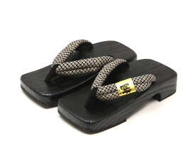 男性用　黒塗り 右近下駄 ソフト 桐下駄（きりげた）　鹿の子