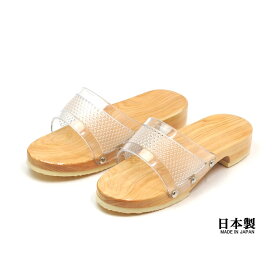 女性用 日田下駄 透明バンド 杉サンダル クリア塗装 下駄 日本製