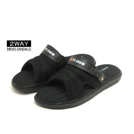 メンズ 2WAYサンダル 軽量 メッシュ スポーティサンダル　ブラック