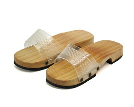 男性用 サンダル下駄 和柄 軽量 モード下駄　白木調 桐 クリアバンド