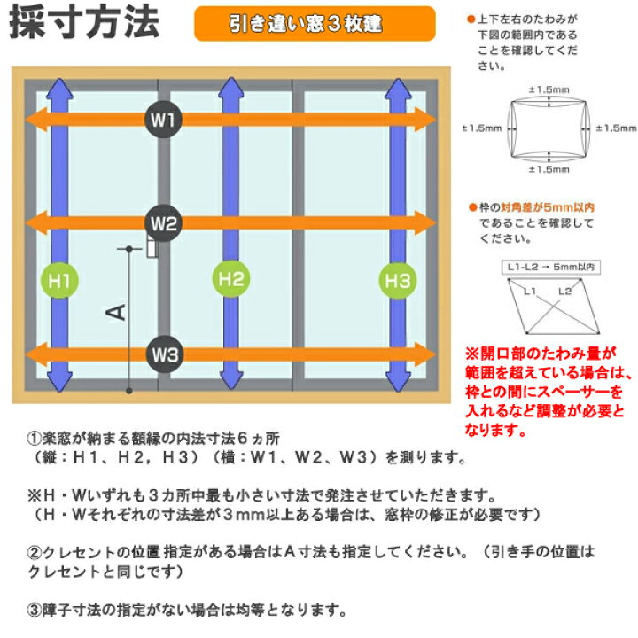 楽天市場】樹脂製 内窓 楽窓II 引違い窓 3枚建 E タイプ PC3mm 