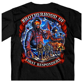 日本未発売! セール価格! ホットレザー [Brotherhood of First Responders Fire Fighter Men's T-Shirt] ブラザーフッドオブファーストレスポンダーズ ファイヤーファイター メンズ Tシャツ! 半袖 半袖シャツ! 米国 HOTLEATHERS 直輸入! プリントT バイクに!