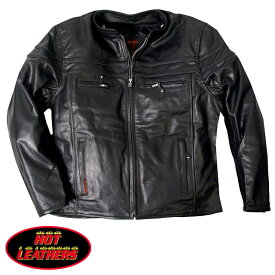 米国直輸入! ホットレザー [Motorcycle Leather Jacket With Double Piping] モーターサイクル・レザー・ジャケット・ウィズ・ダブル・パイピング! 本革 ライダースジャケット ブラック 革ジャン 裏地メッシュ インナー取外OK! 通気性抜群 ベント機能装備!