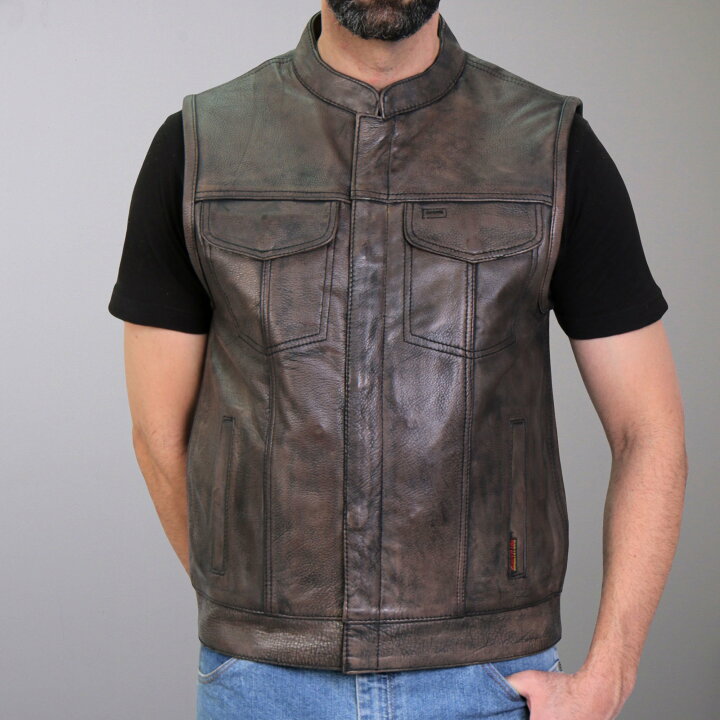 楽天市場】Hot Leathers バイク レザーベスト 本革 高級牛革 メッシュ 