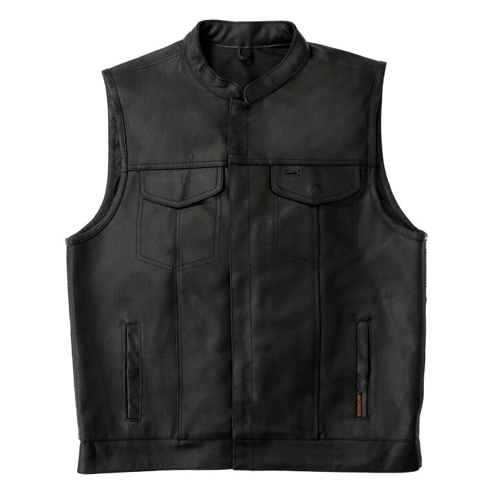 楽天市場】Hot Leathers バイク レザーベスト 本革 牛革 [Zip and Snap 