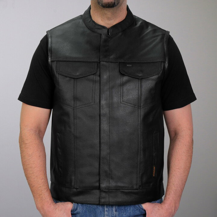 楽天市場】Hot Leathers バイク レザーベスト 本革 牛革 [Zip and Snap 
