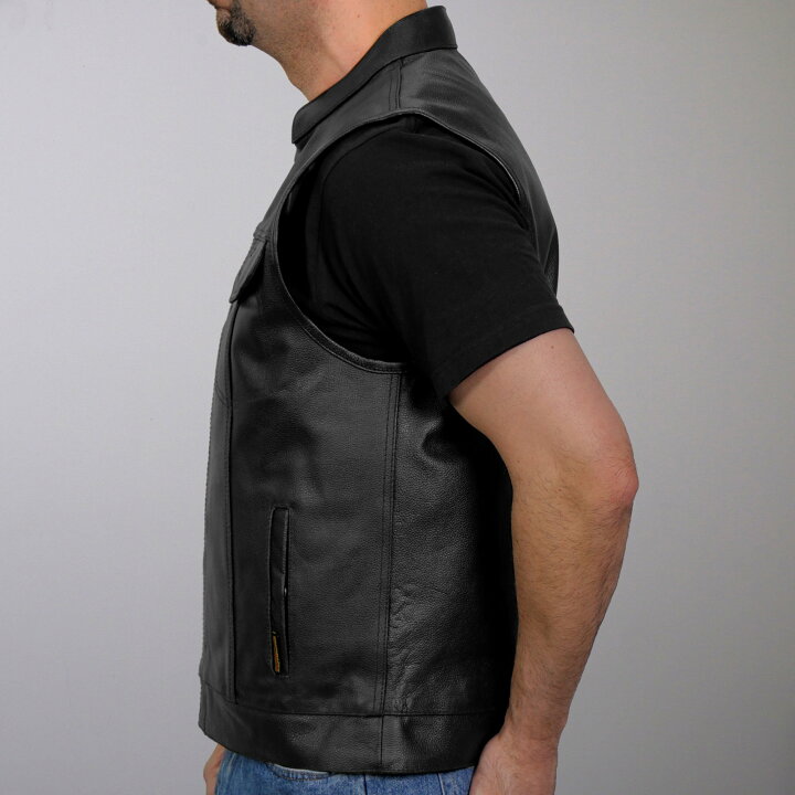 楽天市場】Hot Leathers バイク レザーベスト 本革 牛革 [Zip and Snap 