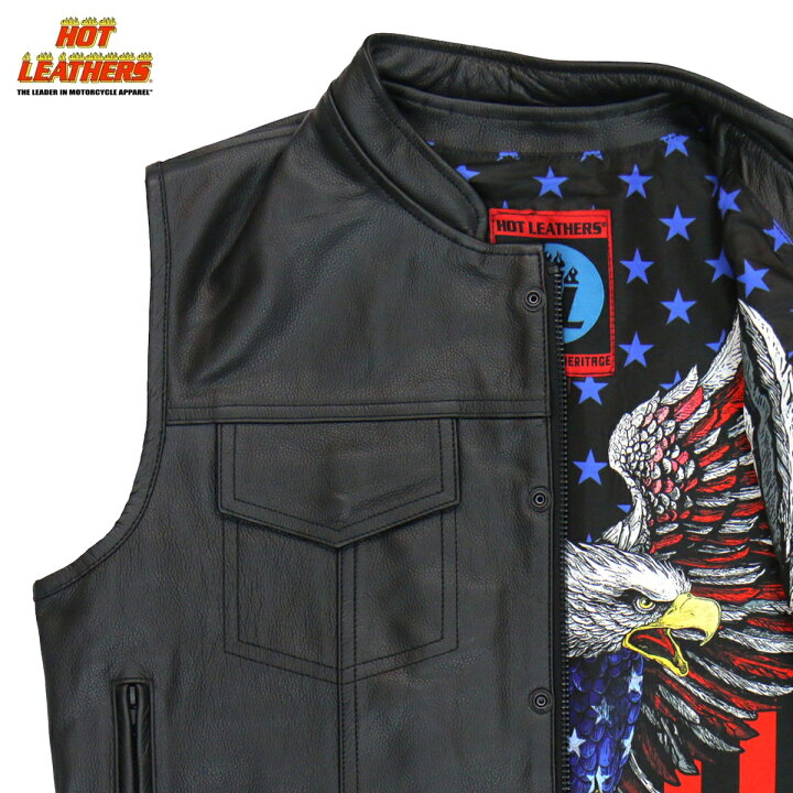 楽天市場】Hot Leathers バイク レザーベスト 本革 牛革 [Patriotic 