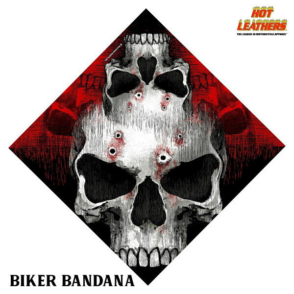 Hot Leathers バンダナ ジャンボスカル ドクロ 赤 黒 [Jumbo Skull Bandana] ヘッドラップ レッド ブラック スカーフ ヘルメットインナー インナーキャップ 海賊巻 正方形 お弁当包み ハンカチ バイカー 米国直輸入 ホットレザー バイクに!