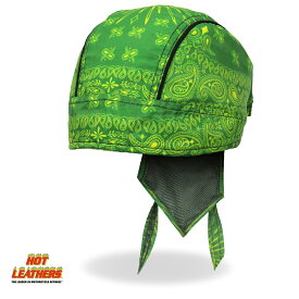 Hot Leathers ヘッドラップ 緑 グリーン ペイズリー [Green Paisley Headwrap] バンダナキャップ インナーキャップ ヘルメットインナー ターバン 汗止め 海賊巻 サイズフリー 米国直輸入 ホットレザー バイクに!