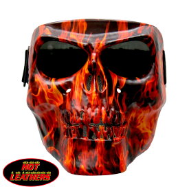 Hot Leathers フェイスマスク スモークレンズ ['FLAME SKULL' POLYPRO FACE MASK WITH SMOKE LENSES] フレームスカル ポリプロ ノーズ＆マウス フォーム カバー ベンチレーション覆面 防風・防塵 バイク アウトドア サバゲー コスプレ 米国直輸入 ホットレザー