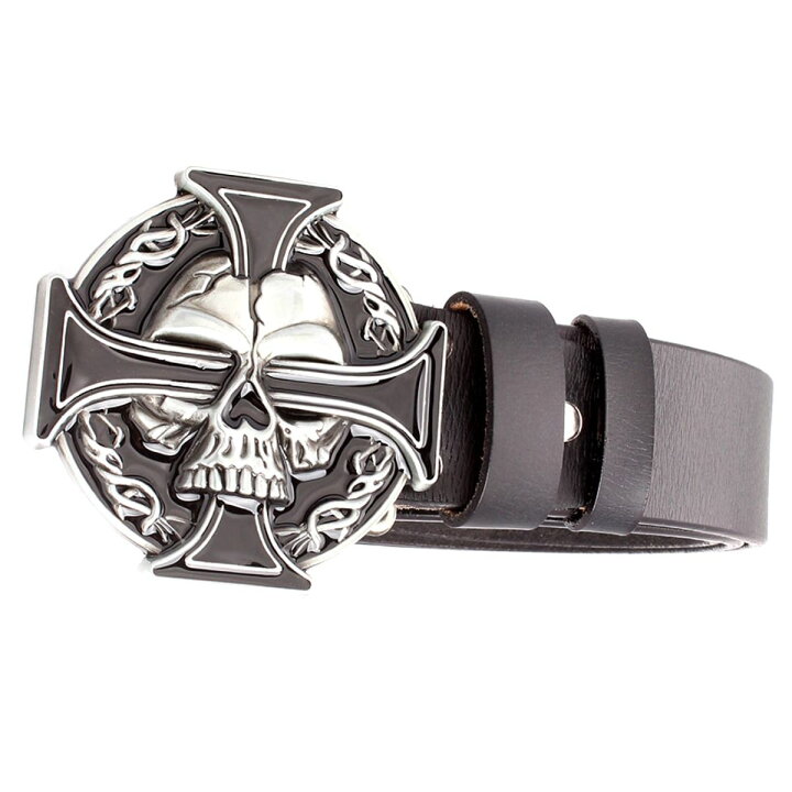 楽天市場】全5色!3サイズ! [Iron Cross Skull Buckle Genuine Leather 