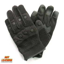 Hot Leathers バイク メッシュ メカニックグローブ [Mesh Back Padded Knuckle Mechanics Gloves] ブラック 黒 フルフィンガー 手袋 ベルクロ マジックテープで着脱簡単 米国 ホットレザー バイカー オートバイ
