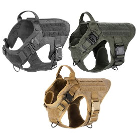 全3色! 5サイズ [Military Tactical Molle Vest Dog Harness] ミリタリータクティカルモールベスト ドッグハーネス! 軽量 胴輪 K9 アーミー モールシステム 犬用 首輪 リード取付可能 大型犬 中型犬 小型犬 ドッグ バイカー サバゲー ギフトに!*