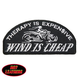 日本未発売! セール価格! ホットレザー [Biker Logo＆Sayings Patch/Wind is Cheap] バイカー ロゴ＆英字 プリント ワッペン! 文字 英語 パッチ アップリケ 米国直輸入! ウェアのカスタムに! 布製 アイロン対応 サイズ小