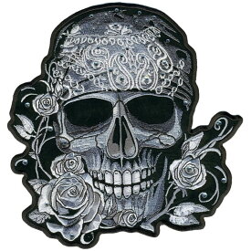 日本未発売! セール価格! ホットレザー 選べる2サイズ! [Bandana Skull Patch with Rhinestones Patch] バンダナ・スカル・ウィズ・ラインストーン ワッペン! パッチ 米国直輸入! ウェアのカスタムに! 布製 アイロン対応 サイズ大小