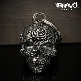 米国製 Bravo Bells スカル ローズ 3D ベル 薔薇 バラ [Rose Skull] ブラボーベル Made In USA 魔除け お守りとしてバイカーへの特別なギフトに! バイク オートバイ 鈴 アクセサリー キーホルダー キーチェーン ガーディアンベル Guardian Bell